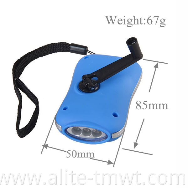 3W Hand Cranking Light Plastic Flat Hand Crank Dynamo Torch Light